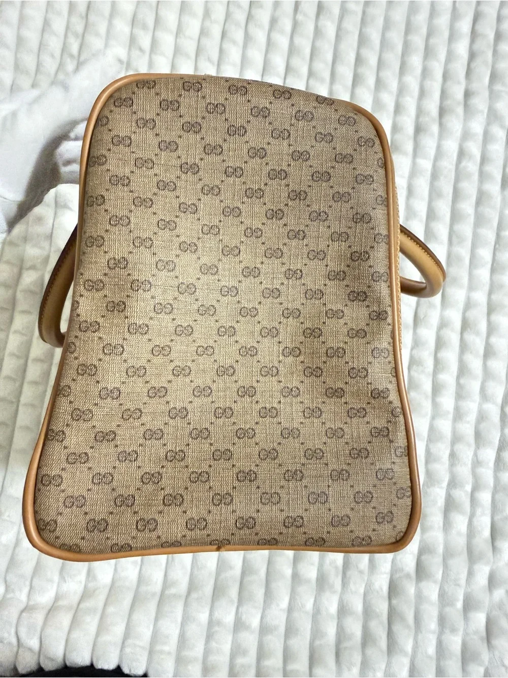 Gucci Brown Monogram Travel Duffle with Tan Trim